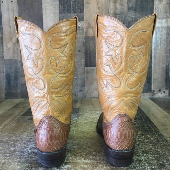 Nocona Vintage Snakeskin Western Cowboy Boots Womens 9.5 B - Picture 8 of 12